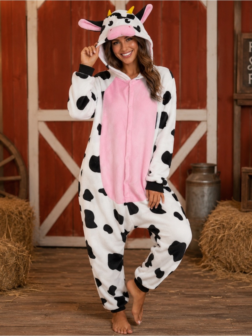 🐮 Cute Cow Adult Hooded Warm Onesie
